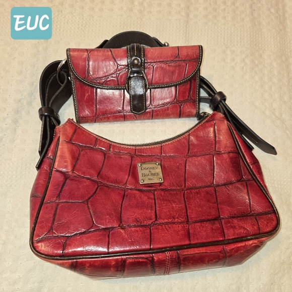 Dooney & Bourke Handbags - Dooney & Bourke Red Croc-Embossed Shoulder Bag Set